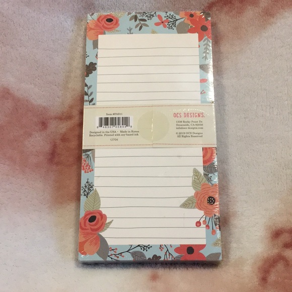 OCS Designs Floral Market Note Pads Set Of Two Secret Garden Designs NWT 8x4x.75 - Picture 6 of 16